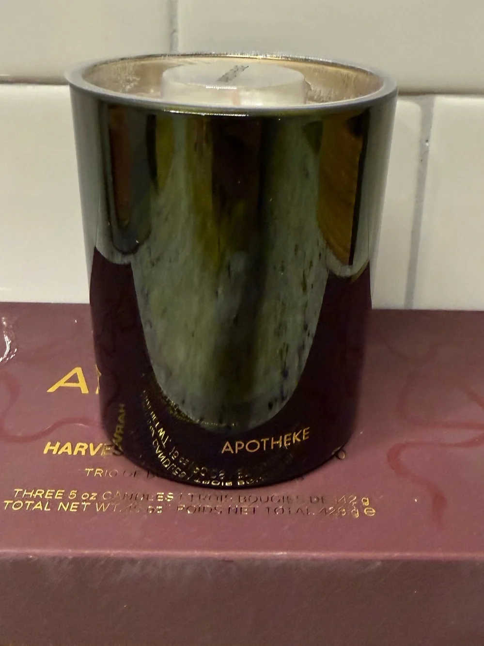 APOTHEKE Harvest Petite Candle Trio - Cherry, Pumpkin, & Juniper (New In Box)